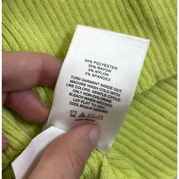 NEW Express NWT $98 Women’s Long Sleeve Crop Top Size S Lime Green Stretch Chrty - Picture 11 of 11
